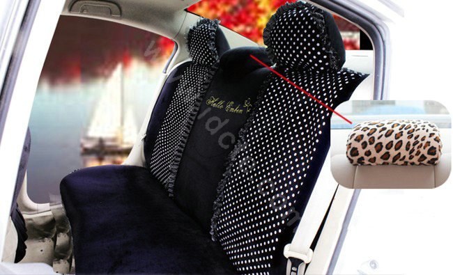 Fascinating Polka Dot Universal Car Seat Covers Plush fabrics - Black