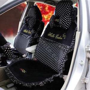 Fascinating Polka Dot Universal Car Seat Covers Plush fabrics - Black