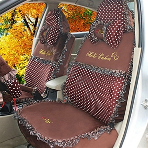 Fascinating Polka Dot Universal Car Seat Covers Plush fabrics - Espresso
