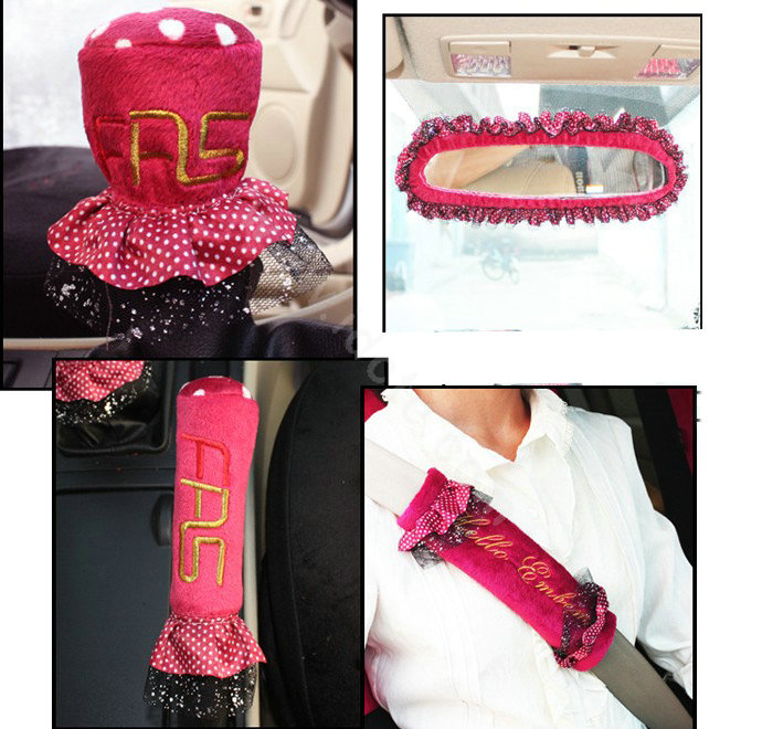 Fascinating Polka Dot Universal Car Seat Covers Plush fabrics - Rose