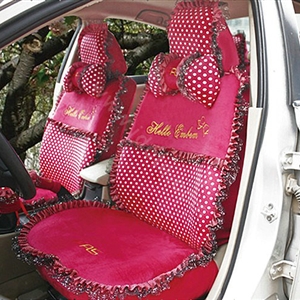Fascinating Polka Dot Universal Car Seat Covers Plush fabrics - Rose