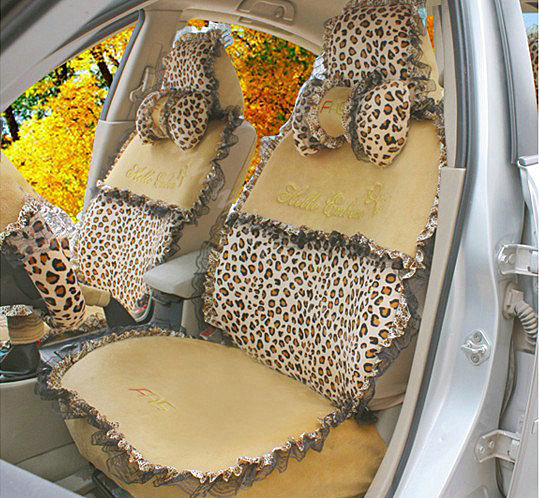 Leopard Fascinating Car Seat Covers Plush fabrics - Brown