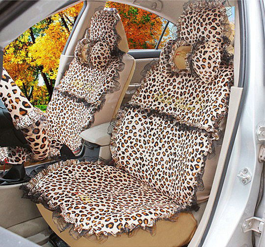 Leopard Fascinating Universal Car Seat Covers Plush fabrics - Brown