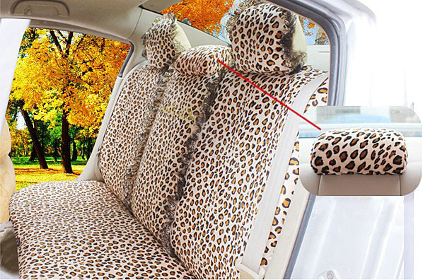 Leopard Fascinating Universal Car Seat Covers Plush fabrics - Brown