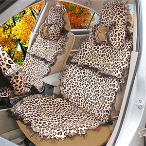 Leopard Fascinating Universal Car Seat Covers Plush fabrics - Brown