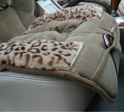 Car Seat Covers Cushion Winter Plush pads Leopard grain suede Eiderdown fabric - Brown