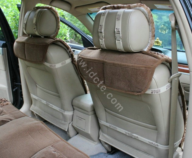 Car Seat Covers Cushion Winter Plush pads Leopard grain suede Eiderdown fabric - Brown
