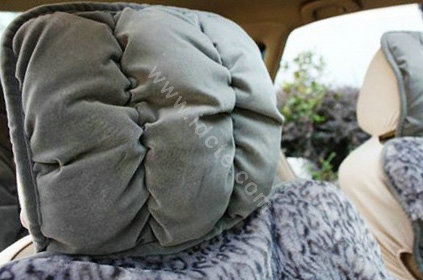 Car Seat Covers Cushion Winter Plush pads Leopard grain suede Eiderdown fabric - Gray