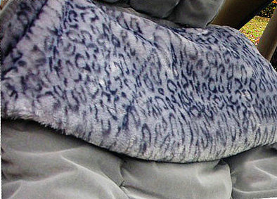 Car Seat Covers Cushion Winter Plush pads Leopard grain suede Eiderdown fabric - Gray