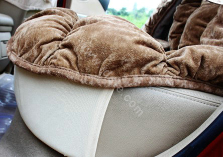 Car Seat Covers Cushion Winter Plush pads Leopard grain suede fabric Eiderdown - Brown