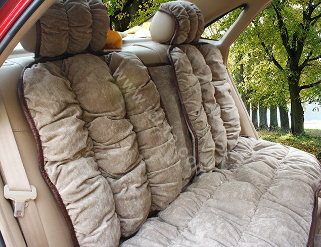 Car Seat Covers Cushion Winter Plush pads Leopard grain suede fabric Eiderdown - Grey