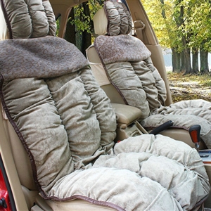 Car Seat Covers Cushion Winter Plush pads Leopard grain suede fabric Eiderdown - Grey