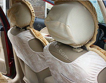 Car Seat Covers Cushion Winter Plush pads Leopard grain suede fabric Eiderdown - Khaki