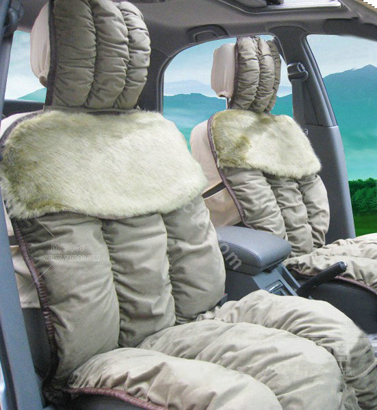 Car Seat Covers Cushion Winter Plush pads suede fabric Eiderdown - Green