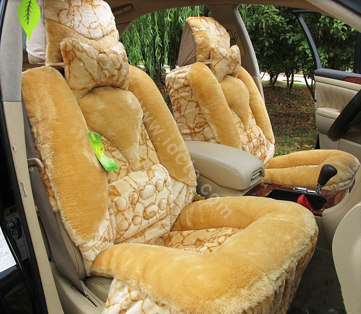 Winter Car Seat Covers Cushion Thicken Warm Plush pads Magnetic therapy - Brown