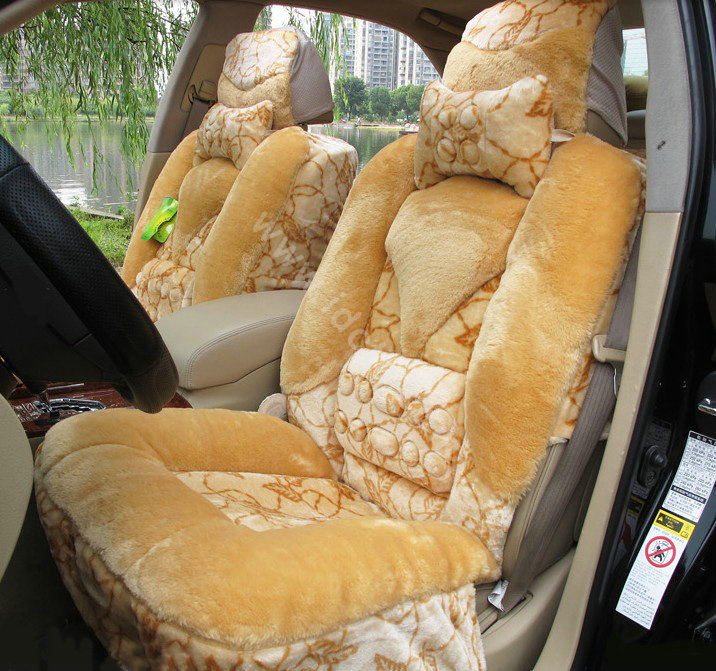 Winter Car Seat Covers Cushion Thicken Warm Plush pads Magnetic therapy - Brown