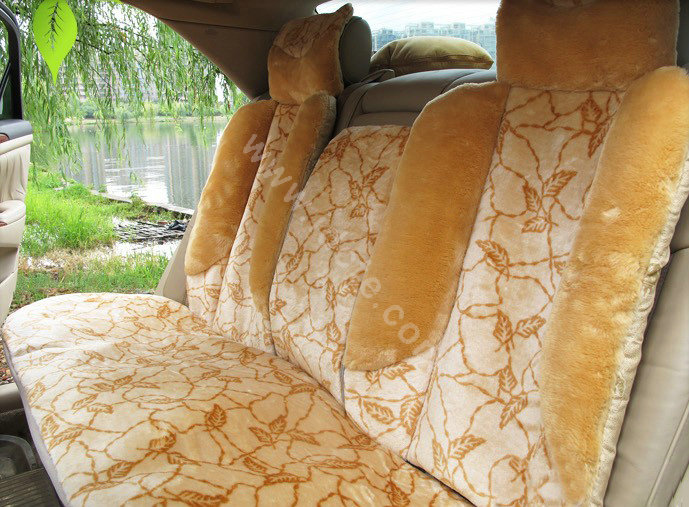 Winter Car Seat Covers Cushion Thicken Warm Plush pads Magnetic therapy - Brown