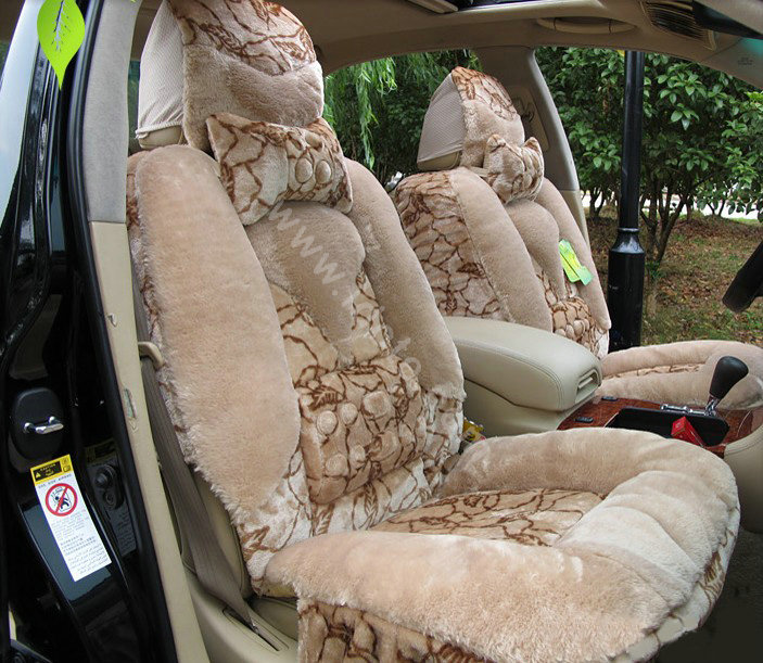 Winter Car Seat Covers Cushion Thicken Warm Plush pads Magnetic therapy - coffee