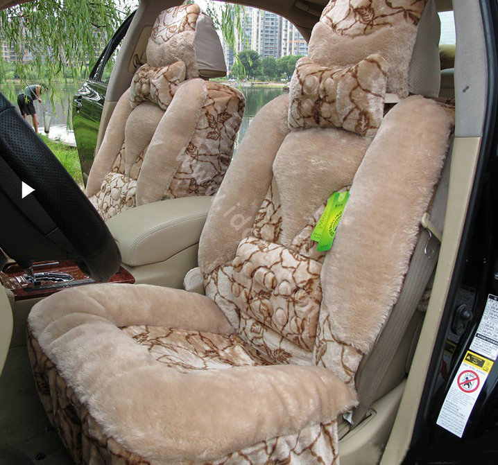 Winter Car Seat Covers Cushion Thicken Warm Plush pads Magnetic therapy - coffee