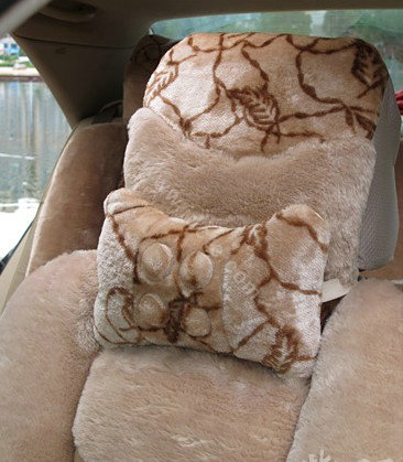 Winter Car Seat Covers Cushion Thicken Warm Plush pads Magnetic therapy - coffee