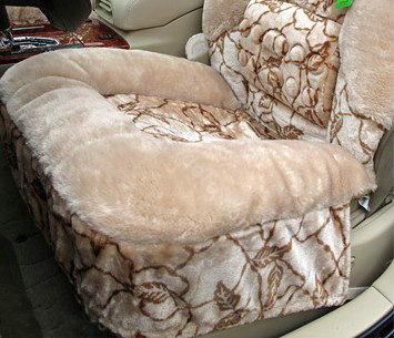 Winter Car Seat Covers Cushion Thicken Warm Plush pads Magnetic therapy - coffee