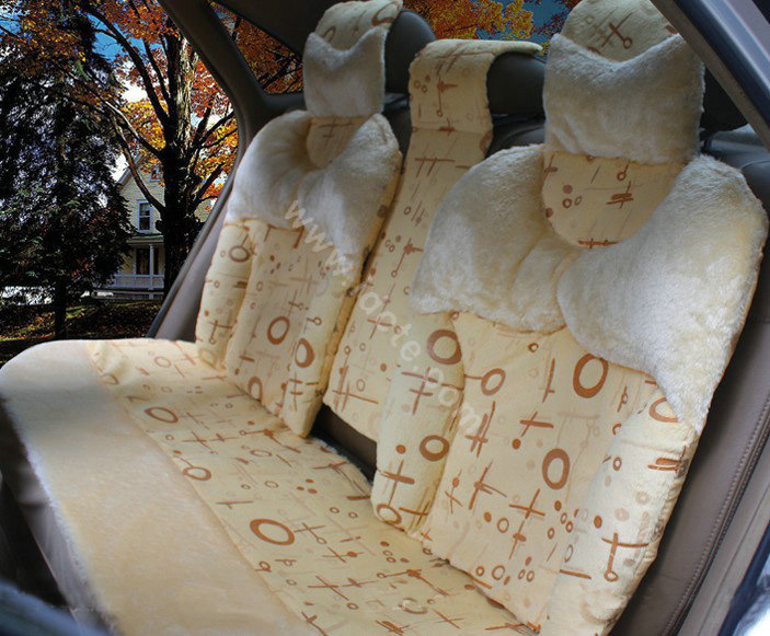 Karcle Winter Fleece Auto Seat Cushion Warm Plush Car Seat Covers - Beige