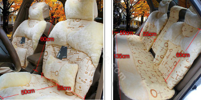 Karcle Winter Fleece Auto Seat Cushion Warm Plush Car Seat Covers - Beige