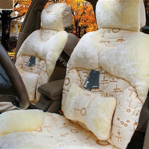 Karcle Winter Fleece Auto Seat Cushion Warm Plush Car Seat Covers - Beige