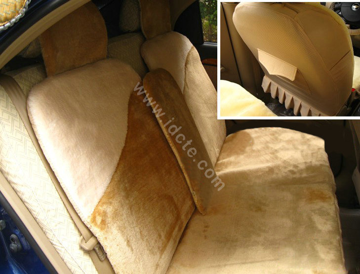 Winter Auto Seat Covers Warm Plush pads Maple Leaf Car Seat Cushion - Brown