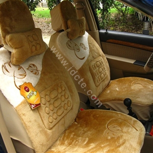Winter Auto Seat Covers Warm Plush pads Maple Leaf Car Seat Cushion - Brown