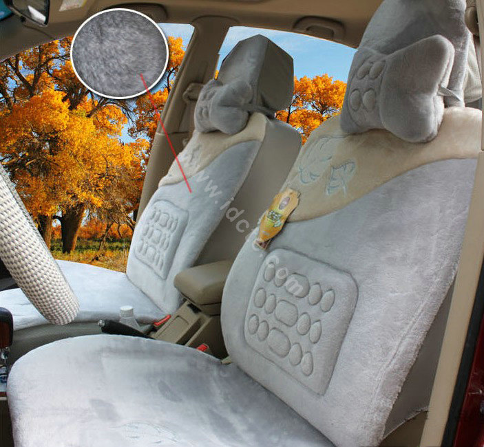 Winter Auto Seat Covers Warm Plush pads Maple Leaf Car Seat Cushion - Gray