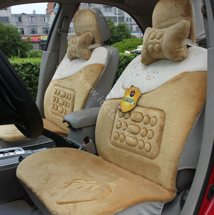 Winter Auto Seat Covers Warm Plush pads Maple Leaf Car Seat Cushion - Yellow