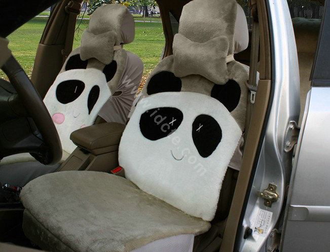 Winter Cute Panda Auto Seat Cushion Warm Plush Car Seat Covers - Green