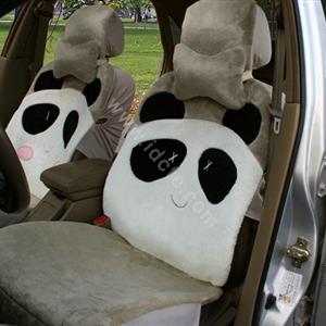 Winter Cute Panda Auto Seat Cushion Warm Plush Car Seat Covers - Green
