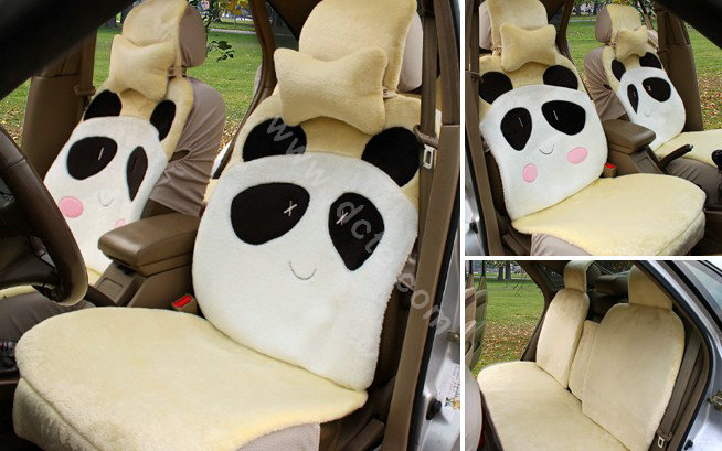 Winter Cute Panda Auto Seat Cushion Warm Plush Car Seat Covers - Yellow