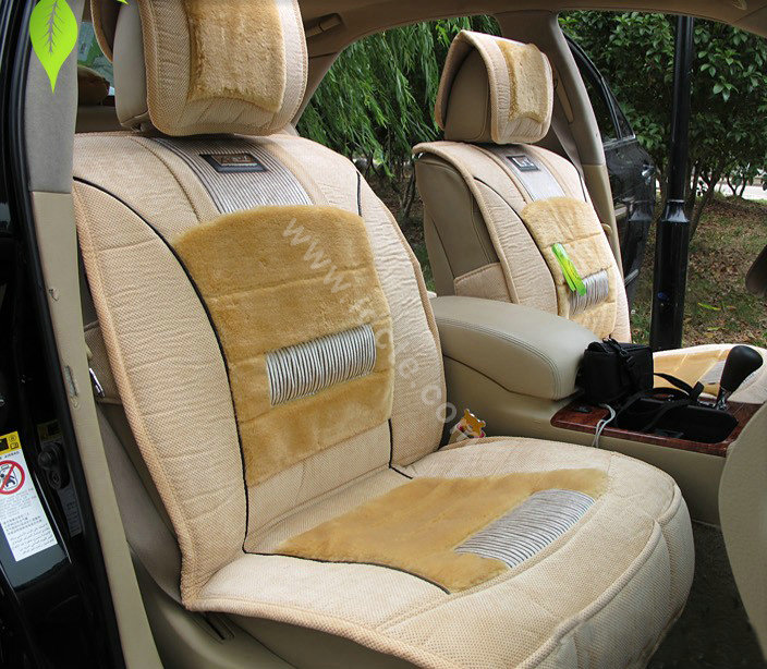 Winter Fleece Auto Seat Covers Warm Plush pads Car Seat Cushion - Beige