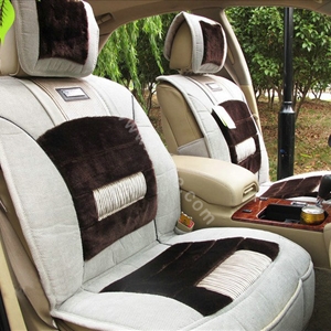 Winter Fleece Auto Seat Covers Warm Plush pads Car Seat Cushion - Black