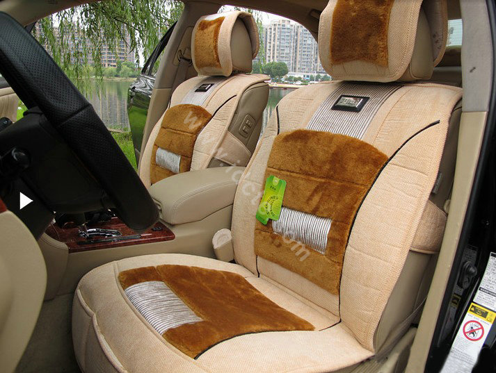 Winter Fleece Auto Seat Covers Warm Plush pads Car Seat Cushion - Brown