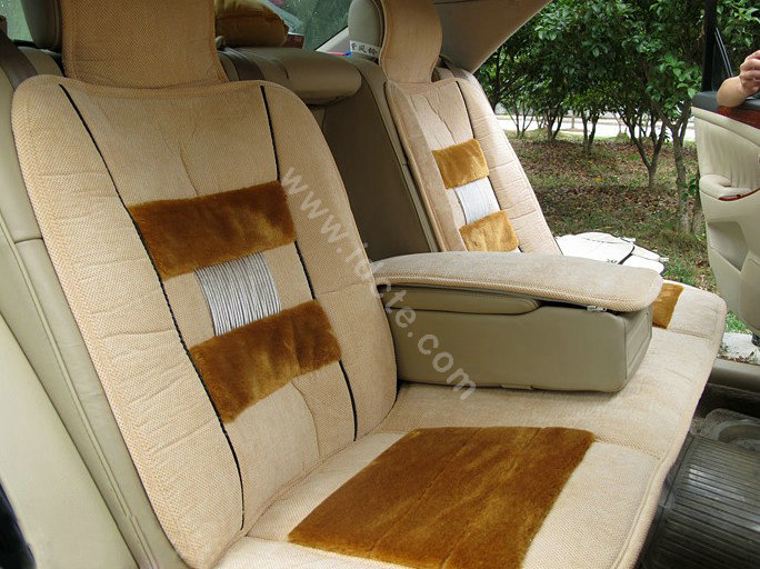 Winter Fleece Auto Seat Covers Warm Plush pads Car Seat Cushion - Brown