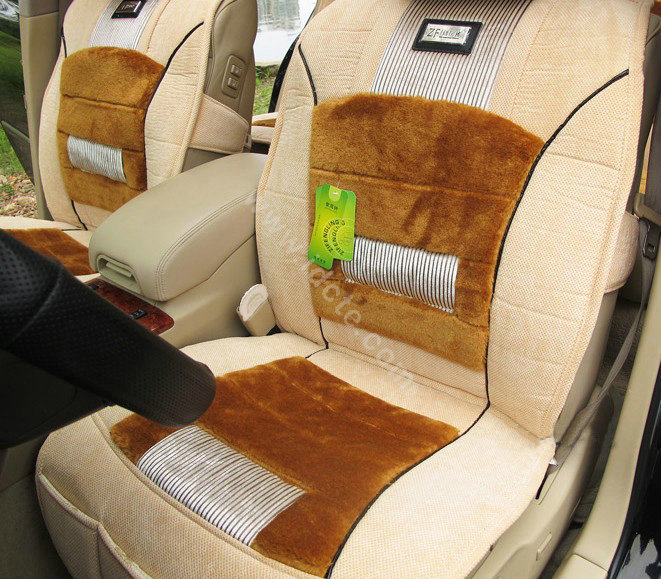 Winter Fleece Auto Seat Covers Warm Plush pads Car Seat Cushion - Brown