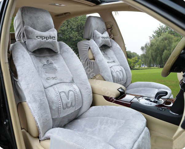 Winter Fleece Auto Seat Covers Warm Plush pads apple Car Seat Cushion - Gray