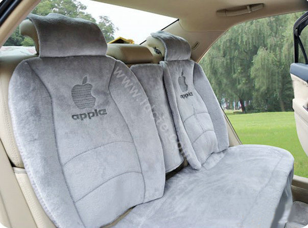 Winter Fleece Auto Seat Covers Warm Plush pads apple Car Seat Cushion - Gray