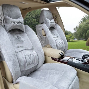 Winter Fleece Auto Seat Covers Warm Plush pads apple Car Seat Cushion - Gray