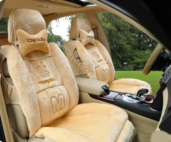 Winter Fleece Auto Seat Covers Warm Plush pads apple Car Seat Cushion - Yellow