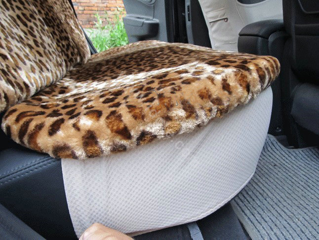 Winter Fleece Leopard Auto Seat Cushion Warm Plush Car Seat Covers - Brown