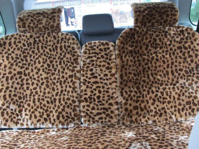 Winter Fleece Leopard Auto Seat Cushion Warm Plush Car Seat Covers - Brown