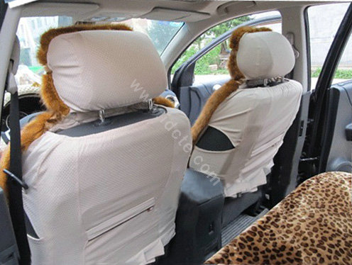 Winter Fleece Leopard Auto Seat Cushion Warm Plush Car Seat Covers - Brown