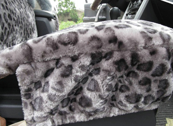 Winter Fleece Leopard Auto Seat Cushion Warm Plush Car Seat Covers - Gray