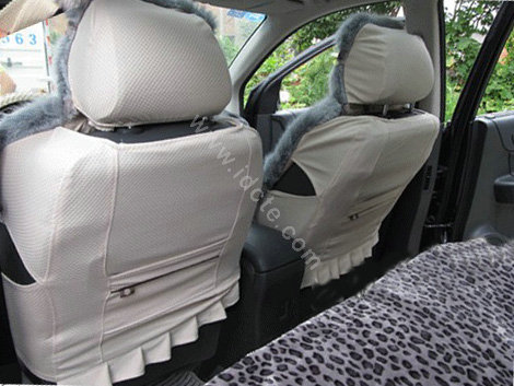 Winter Fleece Leopard Auto Seat Cushion Warm Plush Car Seat Covers - Gray