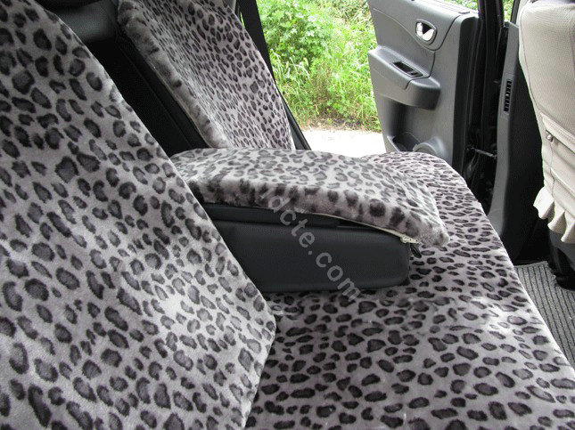 Winter Fleece Leopard Auto Seat Cushion Warm Plush Car Seat Covers - Gray